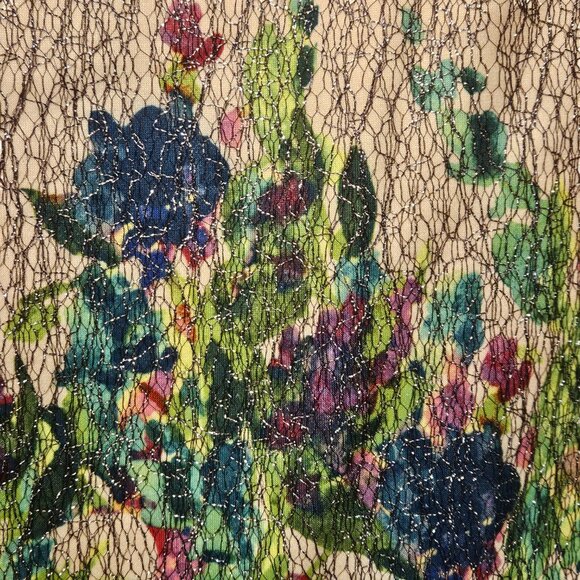 NWT Kay Unger New York A-line Metallic, Cap Sleeve Floral Cocktail Dress Size 14 - Picture 8 of 9